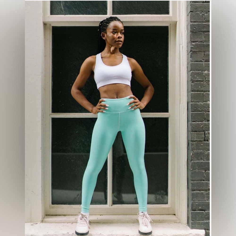ZYIA LNT Light n Tight Metallic + 7/8 Length Size 2 Turquoise Blue Green